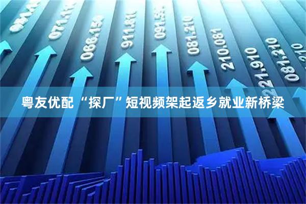 粤友优配 “探厂”短视频架起返乡就业新桥梁